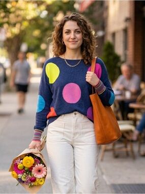 Zaket & Plover Polka Dot & Striped Sweater Cashmere Blend